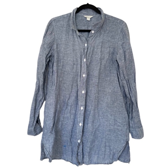 Garnet Hill Tops - Garnet Hill Linen Chambray Button Down Long Sleeve Shirt Womens Medium